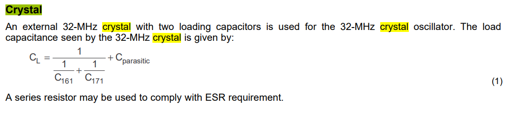 用于快速起振的低电阻（ESR）晶振32MHz