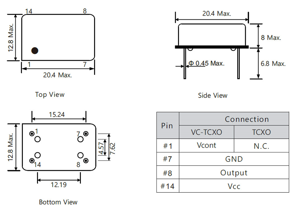 正弦波输出36.864MHz温补晶振TCXO-DIP14电气参数说明