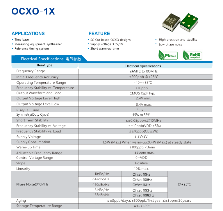 晶诺威科技产高精度小型恒温晶振OCXO-1X系列介绍 晶诺威科技产高精度小型恒温晶振OCXO-1X系列介绍